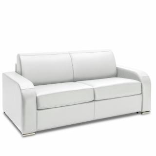 Canapé express 140 cm SOFIA EDITION Cuir et PU Cayenne blanc matelas 16 cm OUTLET